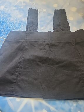 Black Cotton Tank Top with Smocked Front & Straps By Ana Size S NWT